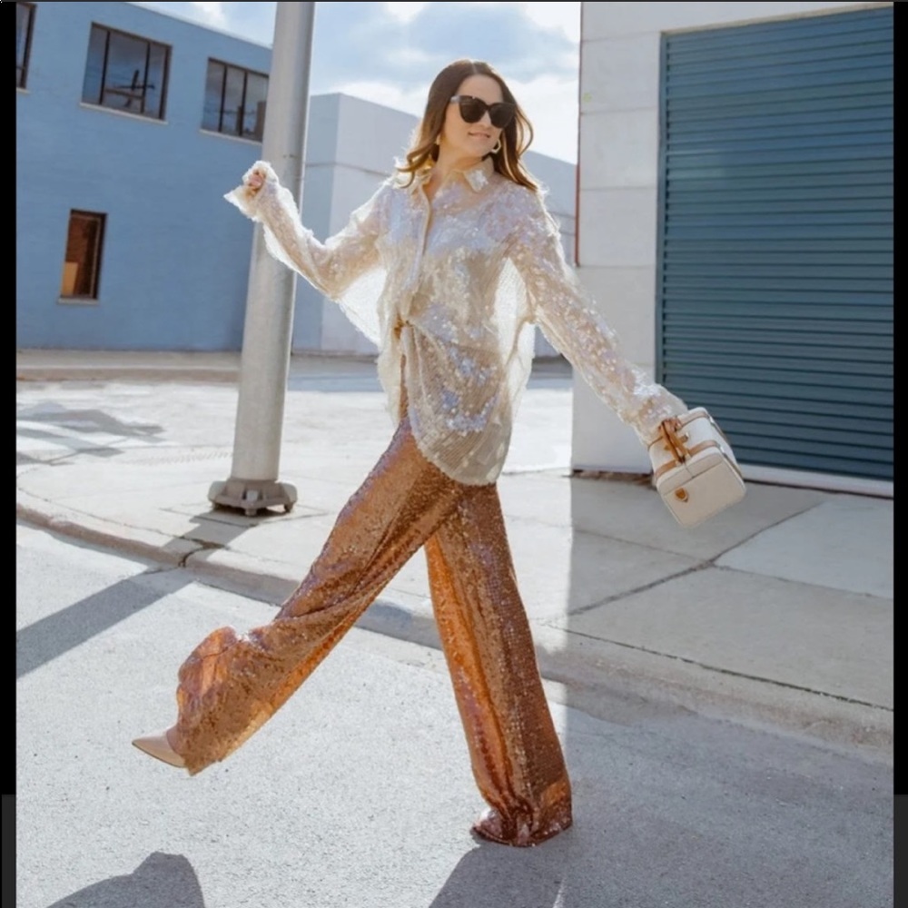 Zara Bloggers Fav high waisted sequin pants